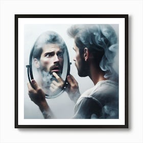 Man Looking At Himself In The Mirror Art Print