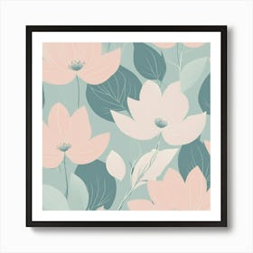 Pink Flowers Wallpaper 3 Art Print