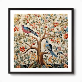 William Morris Inspired Birds In A Tree 17 Art Print