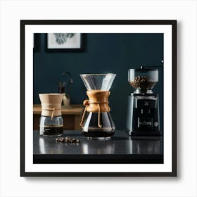 Coffee Maker And Coffee Beans Art Print