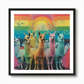 Rainbow Llama Collage 2 Art Print