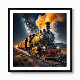 Train In The Night Sky Created using Imagine AI Art Art Print