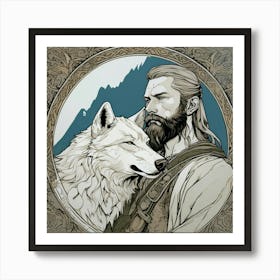 Wolf And The Man Art Print