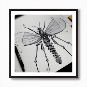Mosquito Skeleton Art Print