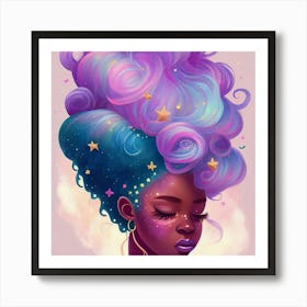 Black Girl With Purple Hair Art Print