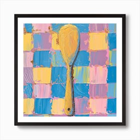 Wooden Spoon Pastel Checkerboard 1 Art Print