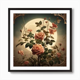 Moonlight Roses 1 Art Print