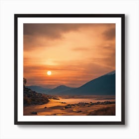 Sunset Over A River Art Print