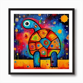 Turtle In Space 1 Art Print