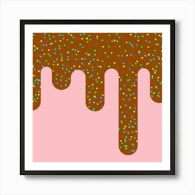 Ice Cream Dessert Food Cake Chocolate Sprinkles Sweet Colorful Drip Sauce Cute Art Print