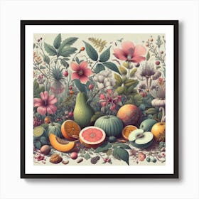 Fruit And Flowers 1 Art Print