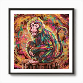 Monkey On A Stump Art Print