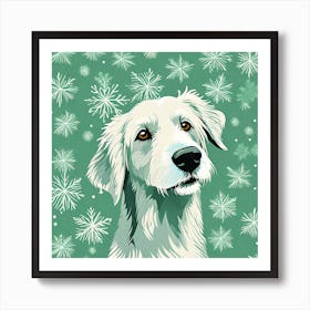 Snowflake Dog, dog in snow, colorful dog illustration, dog portrait, animal illustration, digital art, pet art, dog artwork, dog drawing, dog painting, dog wallpaper, dog background, dog lover gift, dog décor, dog poster, dog print, pet, dog, vector art, dog art Art Print