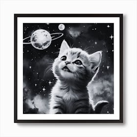 Kitten In Space Art Print