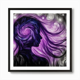 Purple Spiral Portrait Of A Woman Art Print