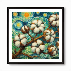 Van Gogh style, Cotton Flower branch Art Print