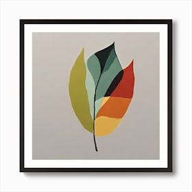 'Leaf', A minimal Illustration of a leaf, pleasing home & office decor, calming tone with solid background, 1352 Art Print