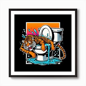 Tiger In The Toilet 5 Art Print