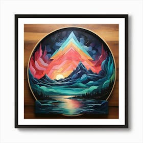 Geometric Art Northern lights Art Print