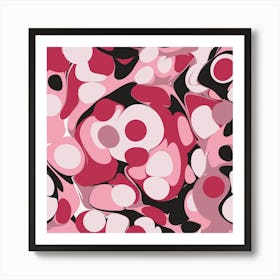 Pink And Black Abstract Marble Liquid Ink Drops Pattern Art Print