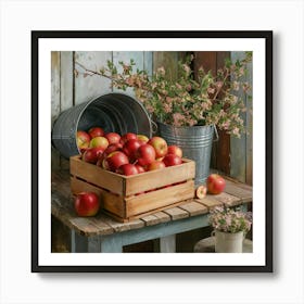 Apples In A Crate Art Print