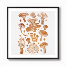 Texas Mushrooms   Copper Metallic Square Art Print
