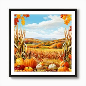 Bright Autumn Palette Incorporating Traditional Holiday Elements Styled In A Modern Art And Design (6) Art Print