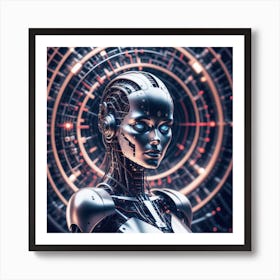 Futuristic Robot Woman Art Print