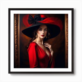 Portrait Of A Woman In A Red Dress 4 Art Print