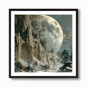 Moon Over The Cliffs Art Print