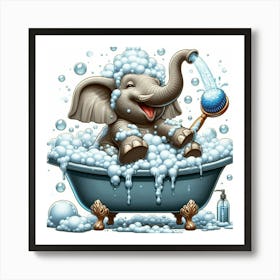 Elephant Bathing Art Print