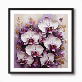 Pattern with Purple Orchid flowers Art Print