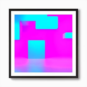 Abstract Blue And Pink Squares Art Print