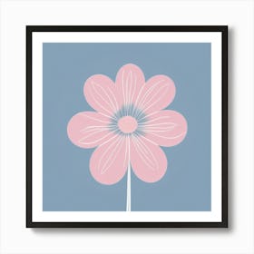 A White And Pink Flower In Minimalist Style Square Composition 623 Art Print