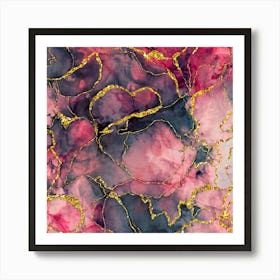 Pink Gold Marble Pink Texture Resin Art Print