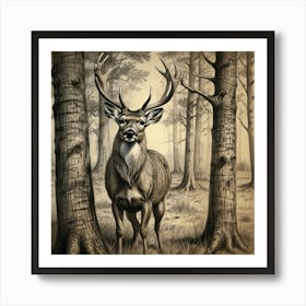 Deer In The Woods 12 Art Print