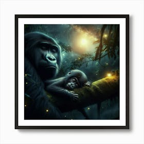 Mother Ape With Baby Sleeping Art Print