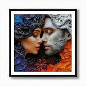 3d Man And Woman Art Print