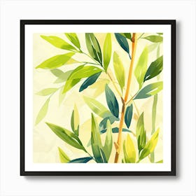 Watercolor Bamboo Branch Art Print