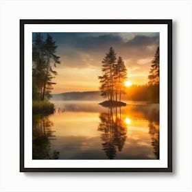 Sunrise In The Forest Art Print