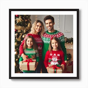 Family Christmas Sweaters Art Print