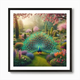 Peacock In The Garden Art Print