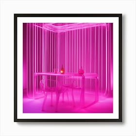 Furniture Design, Tall Table, Inflatable, Fluorescent Viva Magenta Inside, Transparent, Concept Prod Poster