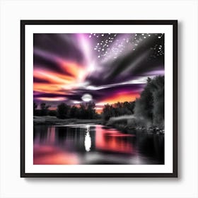 Purple Sky Over A River Art Print