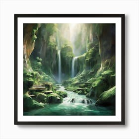 Waterfall In The Forest Art Print