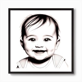 Black And White Drawing Of A Baby 1 Art Print