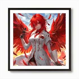 Red Hair Anime Angel Póster