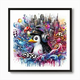 Penguin Dj Art Print