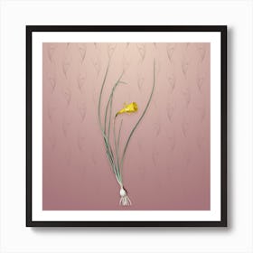 Vintage Daffodil Botanical on Dusty Pink Pattern Art Print