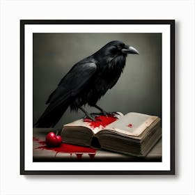 Raven On A Book Art Print